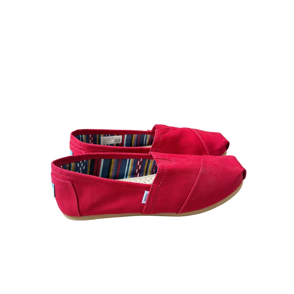 TOMS Wmn Alpargata Red Canvas Slip On Shoes 10000874 Size 7 NEW